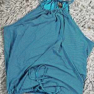 Blue Striped Y2K Vivid California Girl Beachy Salt Life Mermaid Halter